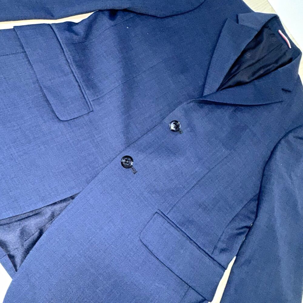 Tommy Hilfiger Navy Blue Wool Blend Blazer Sport Coat 38Reg Solid 2-Button
